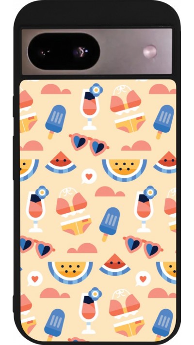 Coque Google Pixel 8a - Silicone rigide noir Pattern Summer 2026