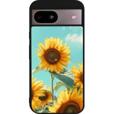 Coque Google Pixel 8a - Silicone rigide noir Sunflowers Summer 2026