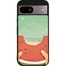 Coque Google Pixel 8a - Silicone rigide noir Views through a watermelon Summer 2026