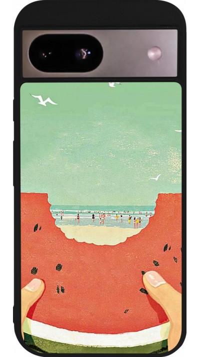 Coque Google Pixel 8a - Silicone rigide noir Views through a watermelon Summer 2026
