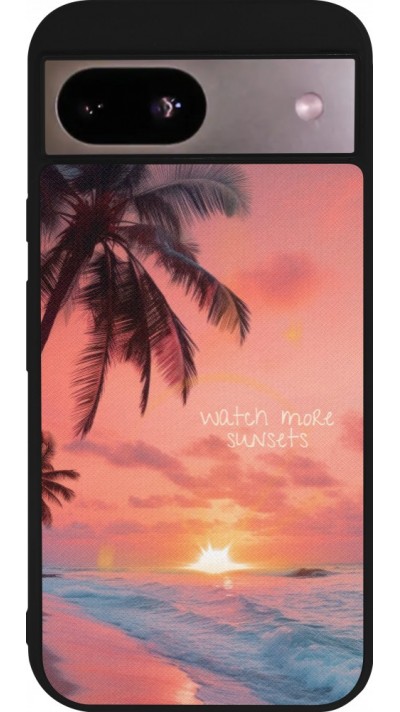Coque Google Pixel 8a - Silicone rigide noir Watch more sunsets Summer 2026