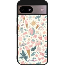 Google Pixel 8a Case Hülle - Silikon schwarz Sommer Pink Muster