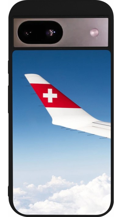 Coque Google Pixel 8a - Silicone rigide noir Fête Nationale Suisse Sky Swiss Flag