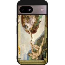 Coque Google Pixel 8a - Silicone rigide noir Tableau art - La Création d’Adam - Michel-Ange