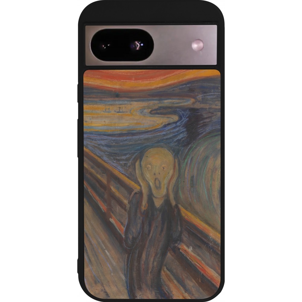 Coque Google Pixel 8a - Silicone rigide noir Tableau art - Le Cri - Edvard Munch