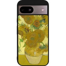 Google Pixel 8a Case Hülle - Silikon schwarz Kunstbild - Sonnenblumen  - Van Gogh