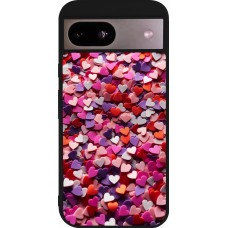 Coque Google Pixel 8a - Silicone rigide noir Valentine 2025 Confetti