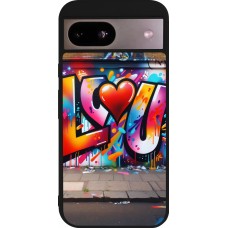 Coque Google Pixel 8a - Silicone rigide noir Valentine 2025 Love U Tag