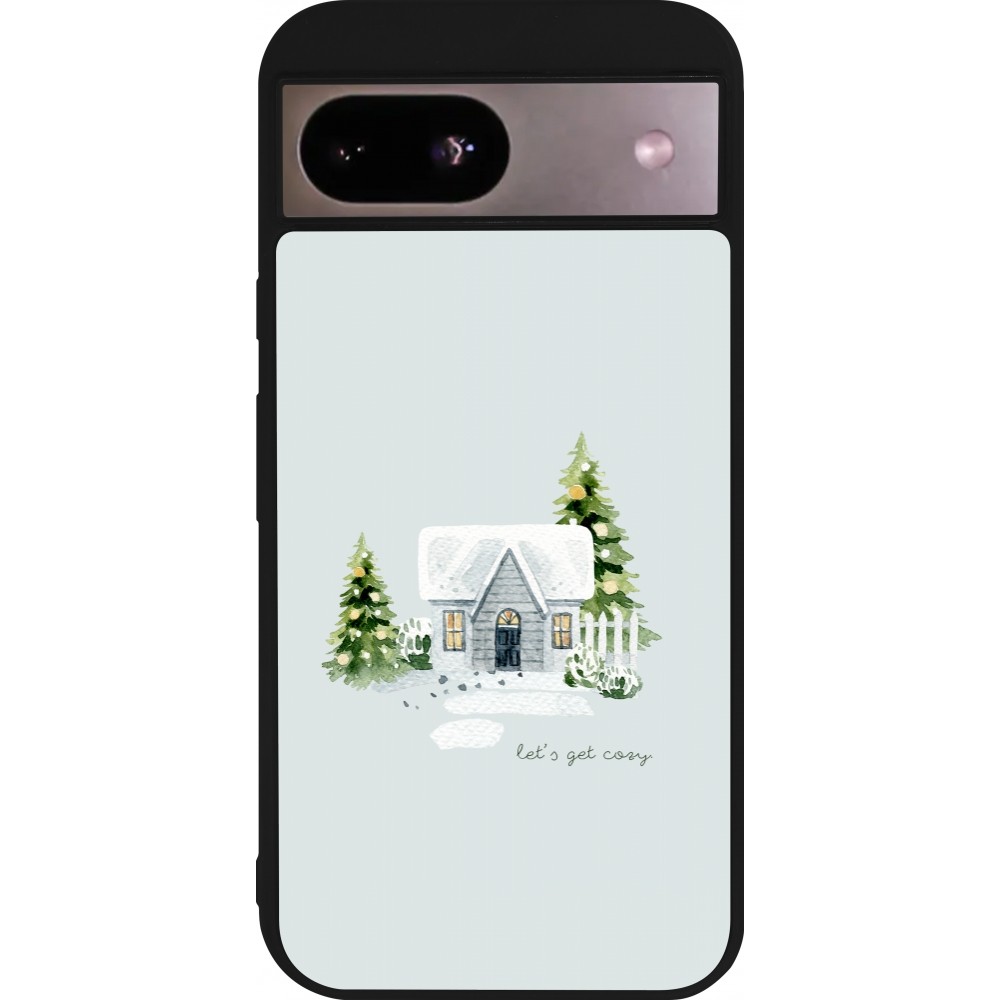 Coque Google Pixel 8a - Silicone rigide noir Winter 25 Cosy House