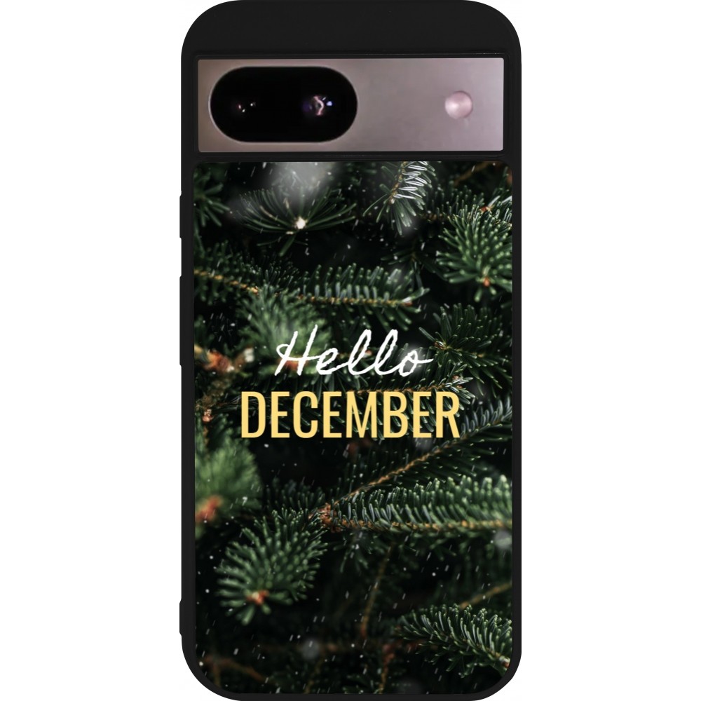 Coque Google Pixel 8a - Silicone rigide noir Winter 25 Winter hello december