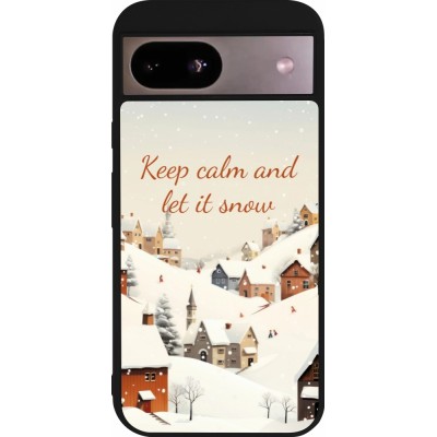 Coque Google Pixel 8a - Silicone rigide noir Winter 25 Winter Keep calm and let it snow