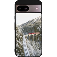 Coque Google Pixel 8a - Silicone rigide noir Winter 25 Winter polar express