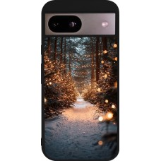 Coque Google Pixel 8a - Silicone rigide noir Winter 25 Winter snowy road