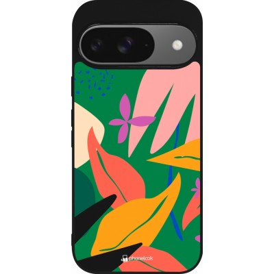 Google Pixel 9 / Pixel 9 Pro Case Hülle - Silikon schwarz Abstract Jungle