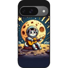 Google Pixel 9 / Pixel 9 Pro Case Hülle - Silikon schwarz AstroKatze RockMond
