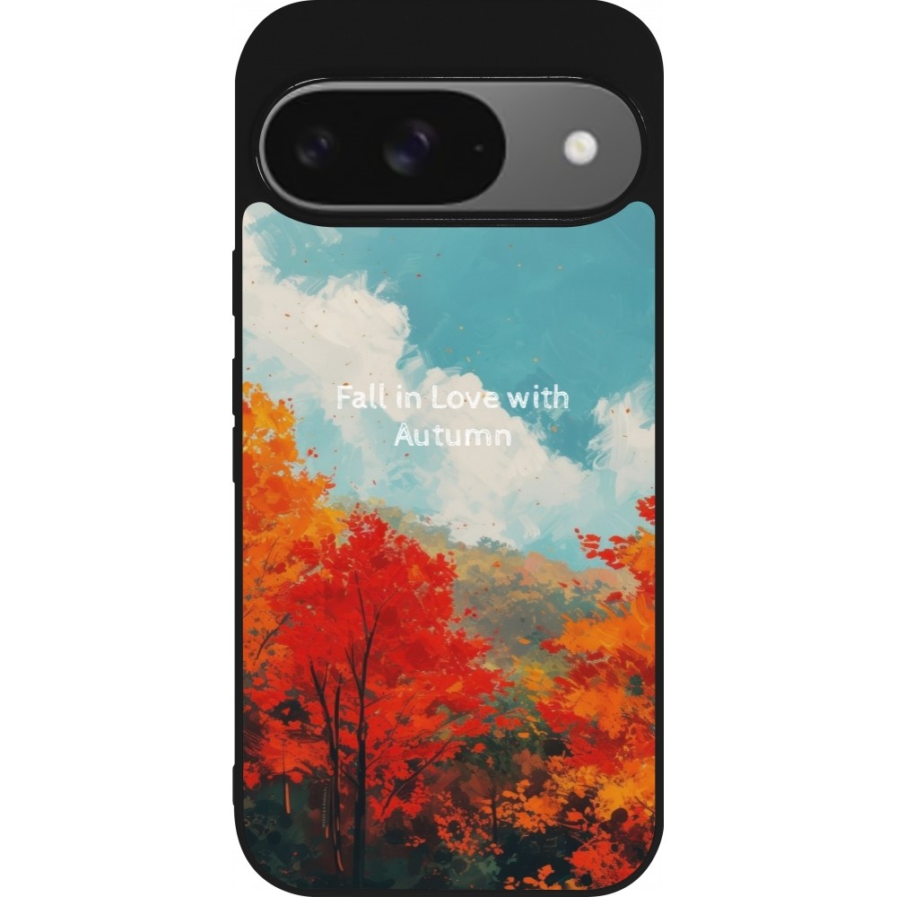Coque Google Pixel 9 / Pixel 9 Pro - Silicone rigide noir Autumn 25 Fall in love