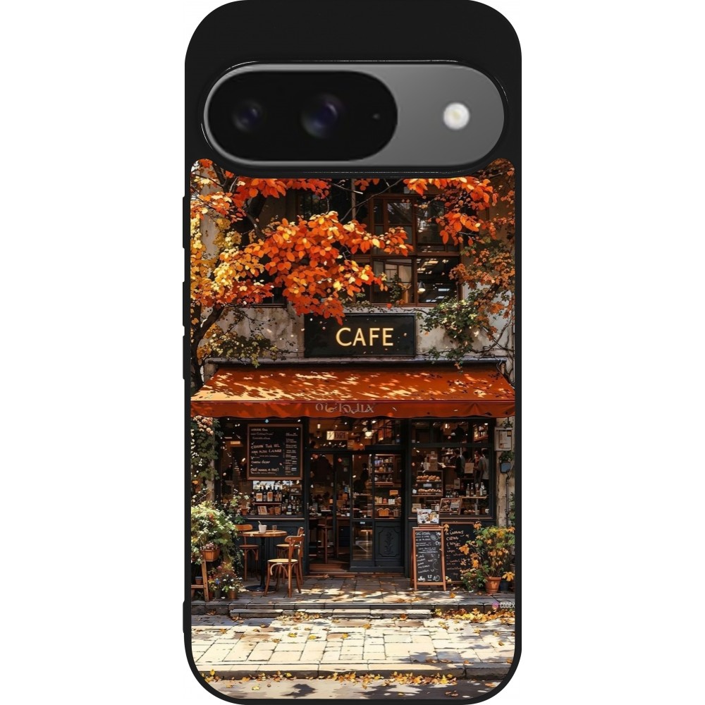 Coque Google Pixel 9 / Pixel 9 Pro - Silicone rigide noir Autumn 25 Coffee shop