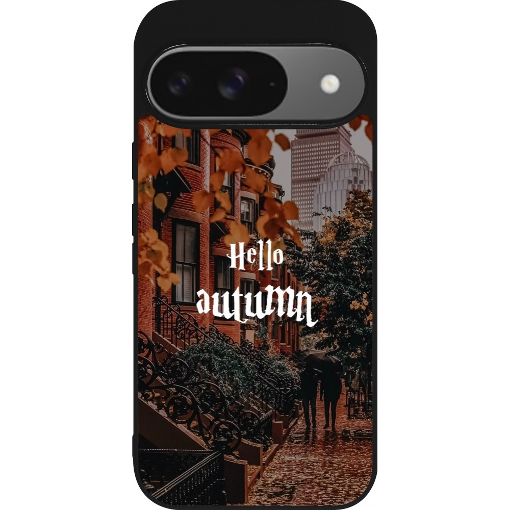 Coque Google Pixel 9 / Pixel 9 Pro - Silicone rigide noir Autumn 25 Hello autumn