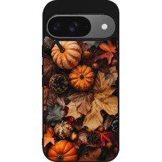 Coque Google Pixel 9 / Pixel 9 Pro - Silicone rigide noir Autumn 25 Pumpkin