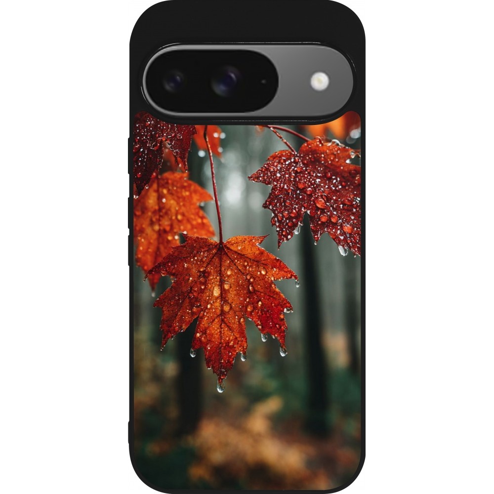 Coque Google Pixel 9 / Pixel 9 Pro - Silicone rigide noir Autumn 25 Rain