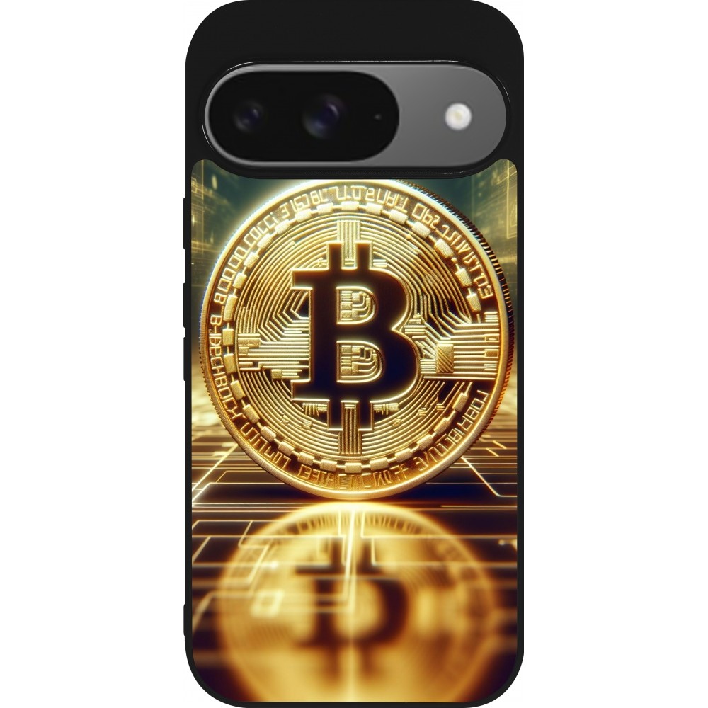 Coque Google Pixel 9 / Pixel 9 Pro - Silicone rigide noir Bitcoin Standing  - Acheter sur PhoneLook