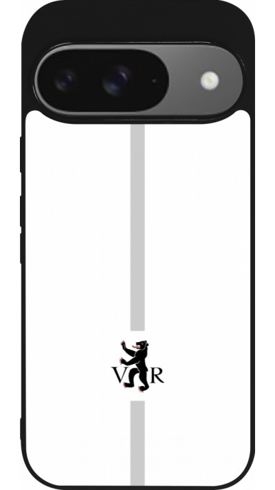 Google Pixel 9 / Pixel 9 Pro Case Hülle - Silikon schwarz Kanton AR weiss