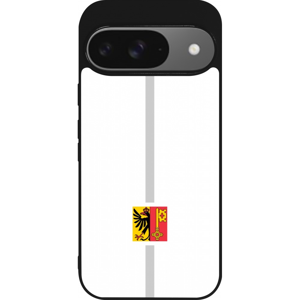 Google Pixel 9 / Pixel 9 Pro Case Hülle - Silikon schwarz Kanton GE weiss