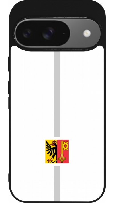 Google Pixel 9 / Pixel 9 Pro Case Hülle - Silikon schwarz Kanton GE weiss