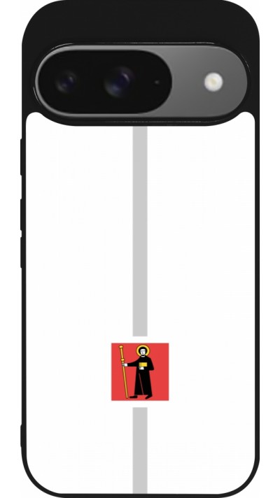 Google Pixel 9 / Pixel 9 Pro Case Hülle - Silikon schwarz Kanton GL weiss