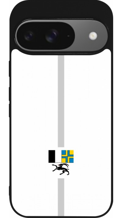 Google Pixel 9 / Pixel 9 Pro Case Hülle - Silikon schwarz Kanton GR weiss