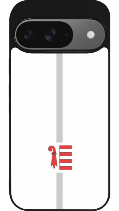 Google Pixel 9 / Pixel 9 Pro Case Hülle - Silikon schwarz Kanton JU weiss