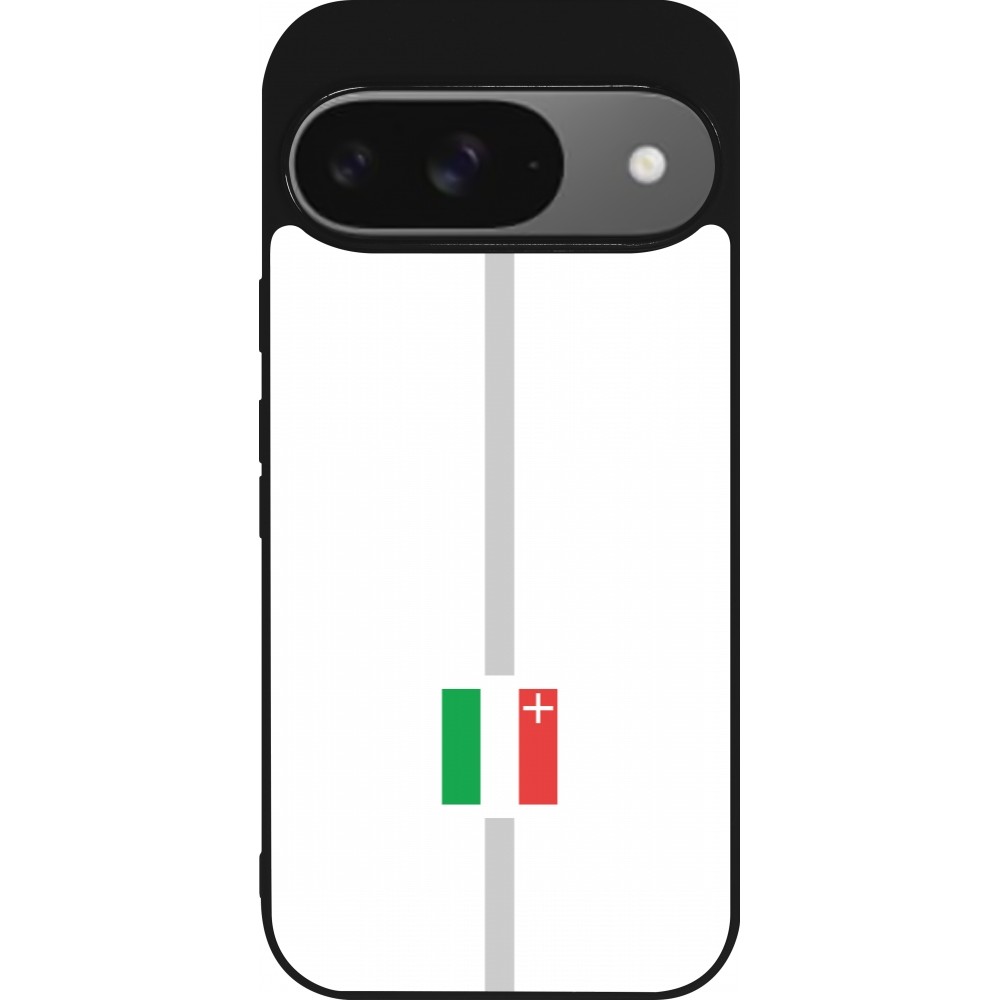 Google Pixel 9 / Pixel 9 Pro Case Hülle - Silikon schwarz Kanton NE weiss