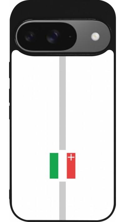 Google Pixel 9 / Pixel 9 Pro Case Hülle - Silikon schwarz Kanton NE weiss