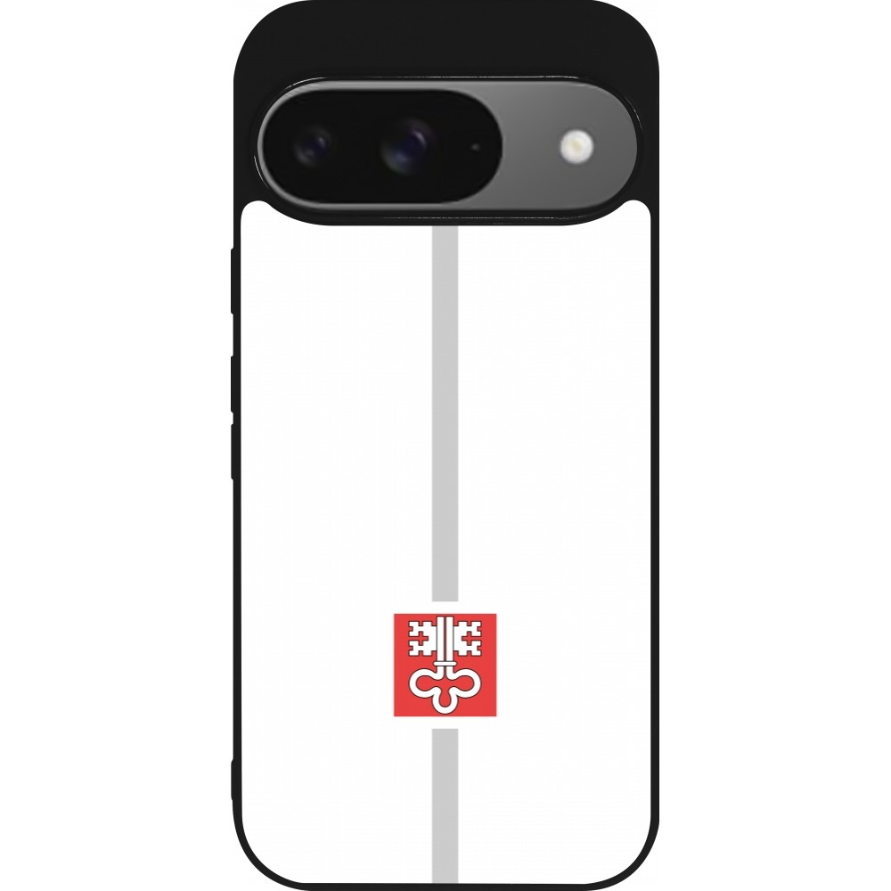 Google Pixel 9 / Pixel 9 Pro Case Hülle - Silikon schwarz Kanton NW weiss
