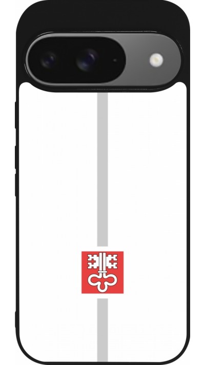 Google Pixel 9 / Pixel 9 Pro Case Hülle - Silikon schwarz Kanton NW weiss
