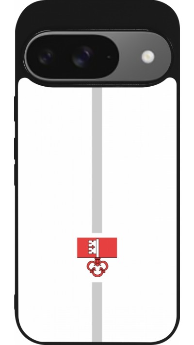 Google Pixel 9 / Pixel 9 Pro Case Hülle - Silikon schwarz Kanton OW weiss