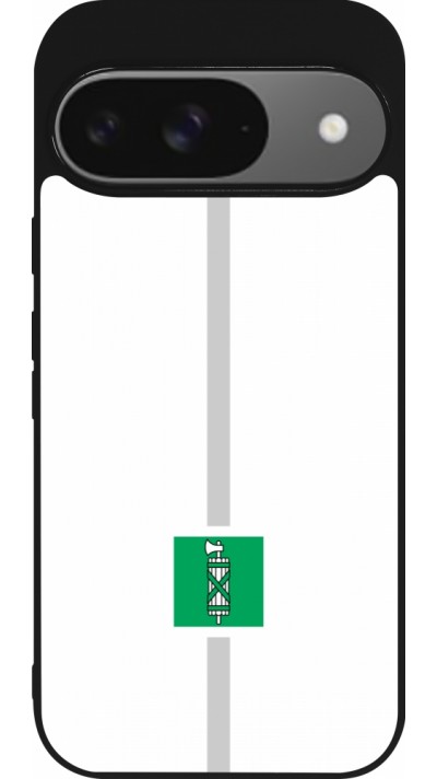 Google Pixel 9 / Pixel 9 Pro Case Hülle - Silikon schwarz Kanton SG weiss