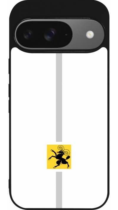Google Pixel 9 / Pixel 9 Pro Case Hülle - Silikon schwarz Kanton SH weiss