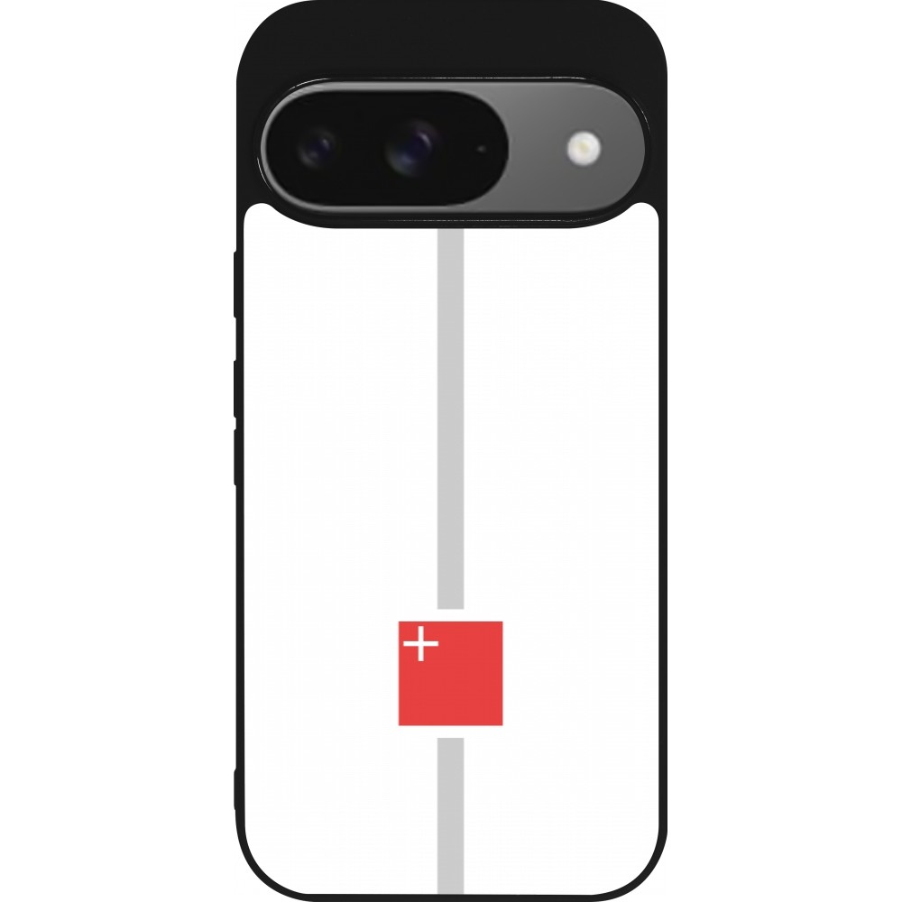 Coque Google Pixel 9 / Pixel 9 Pro - Silicone rigide noir Canton SZ blanc