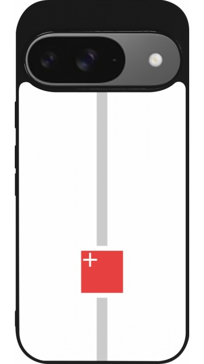 Google Pixel 9 / Pixel 9 Pro Case Hülle - Silikon schwarz Kanton SZ weiss