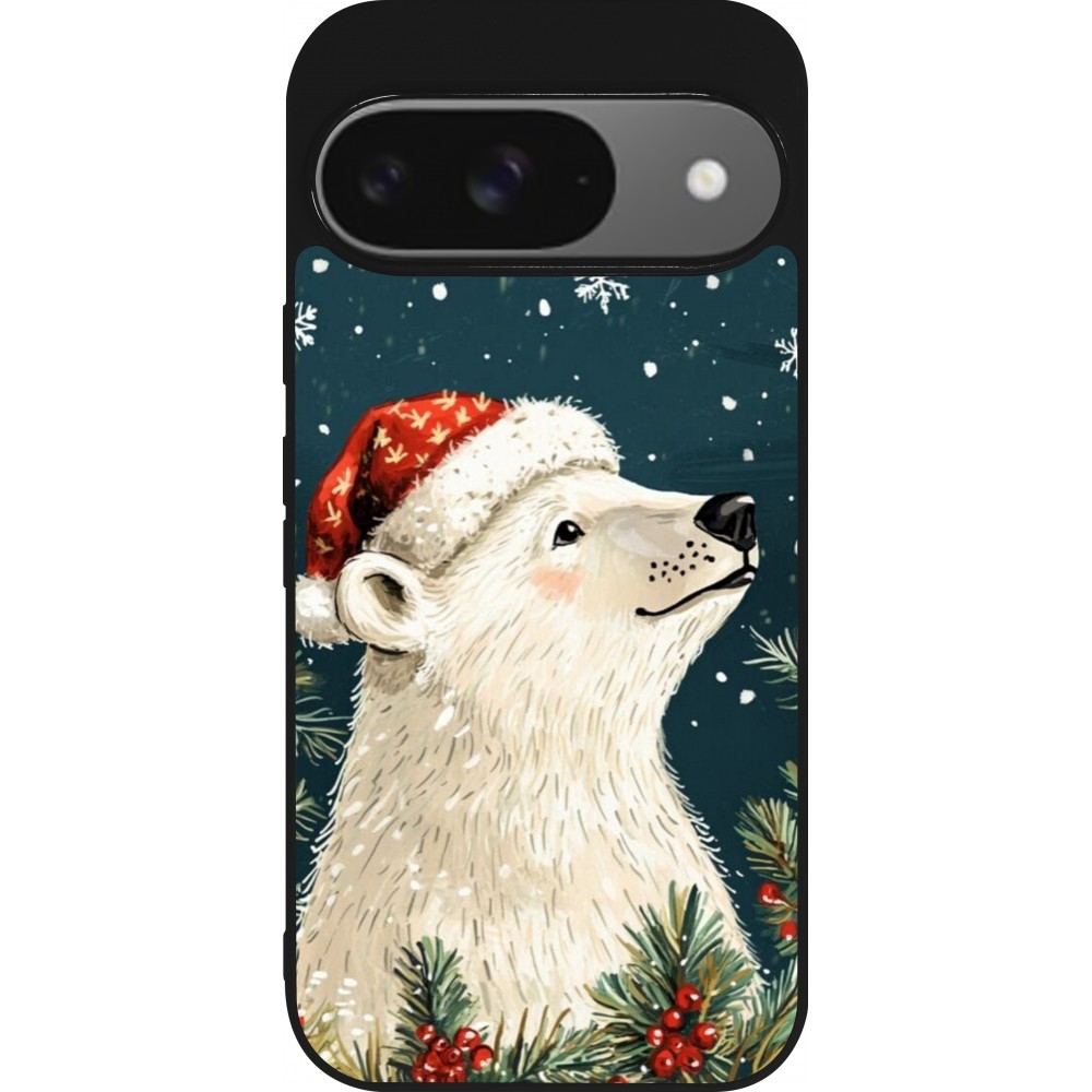 Coque Google Pixel 9 / Pixel 9 Pro - Silicone rigide noir Christmas 25 Bear
