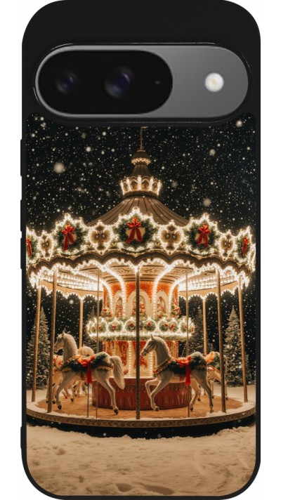 Coque Google Pixel 9 / Pixel 9 Pro - Silicone rigide noir Christmas 25 Carousel