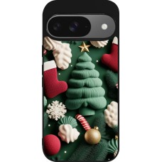 Coque Google Pixel 9 / Pixel 9 Pro - Silicone rigide noir Christmas 25 Christmas textiles