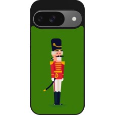 Coque Google Pixel 9 / Pixel 9 Pro - Silicone rigide noir Christmas 25 Nutcracker Green