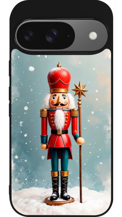 Coque Google Pixel 9 / Pixel 9 Pro - Silicone rigide noir Christmas 25 Nutcracker Snow