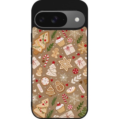 Coque Google Pixel 9 / Pixel 9 Pro - Silicone rigide noir Christmas 25 Pattern Ginger Cookie