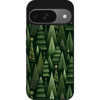 Coque Google Pixel 9 / Pixel 9 Pro - Silicone rigide noir Christmas 25 Pattern Xmas Tree