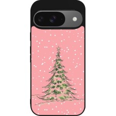 Coque Google Pixel 9 / Pixel 9 Pro - Silicone rigide noir Christmas 25 Pink Tree