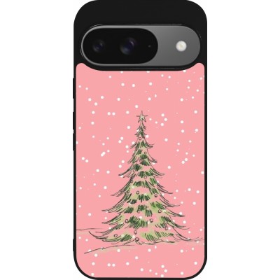 Coque Google Pixel 9 / Pixel 9 Pro - Silicone rigide noir Christmas 25 Pink Tree