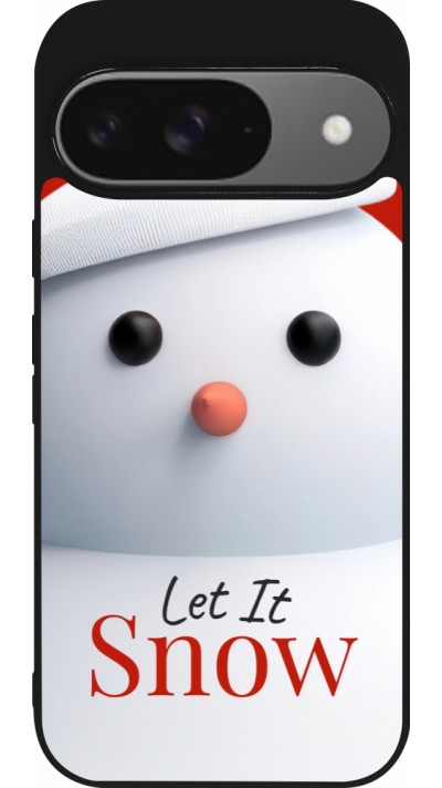 Coque Google Pixel 9 / Pixel 9 Pro - Silicone rigide noir Christmas 25 Xmas Snowman